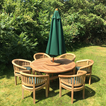 Round Solid Teak 8 Seater Table with Grisdale Chairs Garden