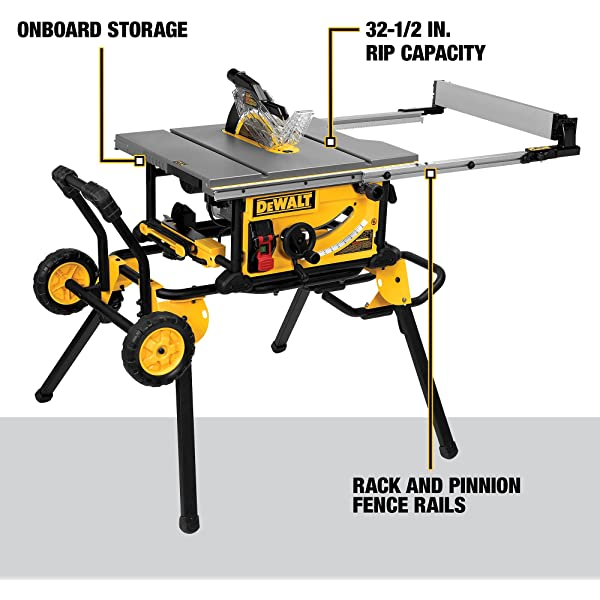 DEWALT 10-Inch Table Saw, 32-1/2-Inch Rip Capacity (DWE7491RS) 10-Inch Tablesaw w/Stand Tablesaw