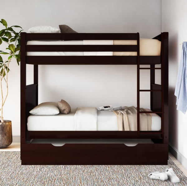 【Furniture】【BS】Stig Full Over Full Solid Wood Standard Bunk Bed with Trundle by Harriet Bee