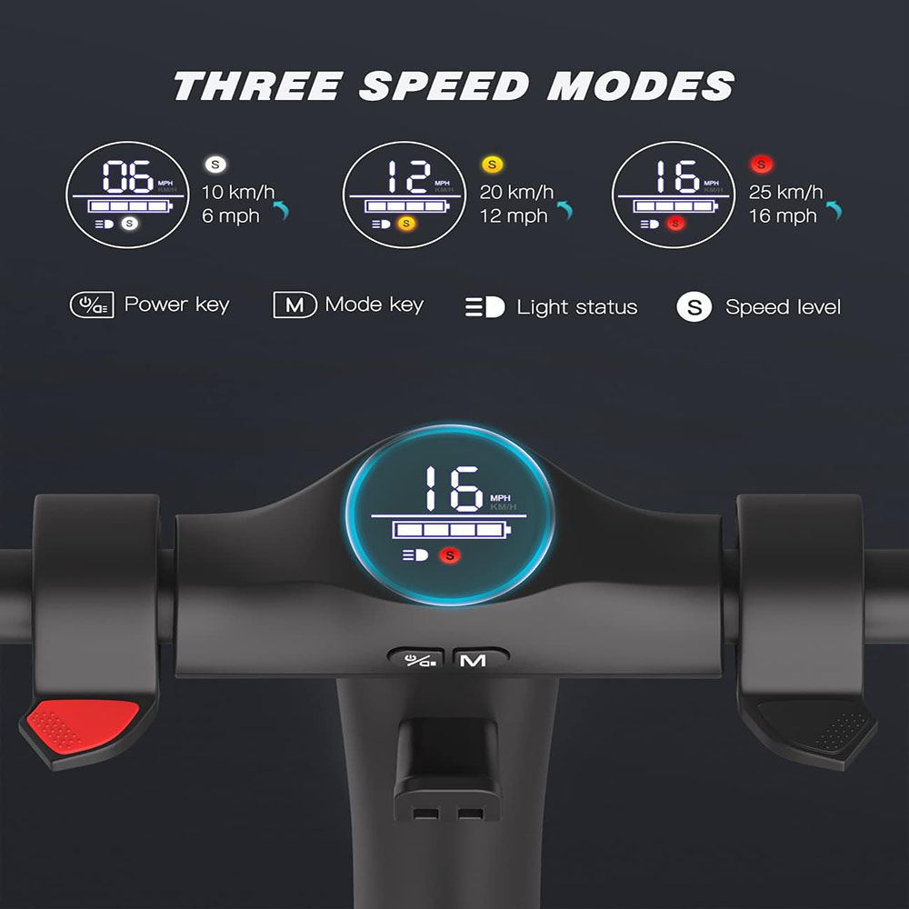 MEGAWHEELS Electric Scooter, 3 Gears, Max Speed 15.5MPH