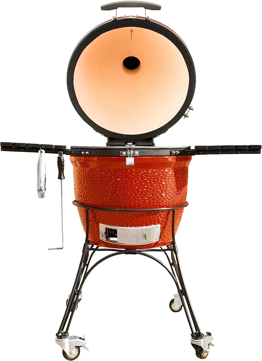 Kamado Joe KJ23RHC Classic Joe II 18-inch Charcoal Grill with Cart and Side Shelves, Blaze Red