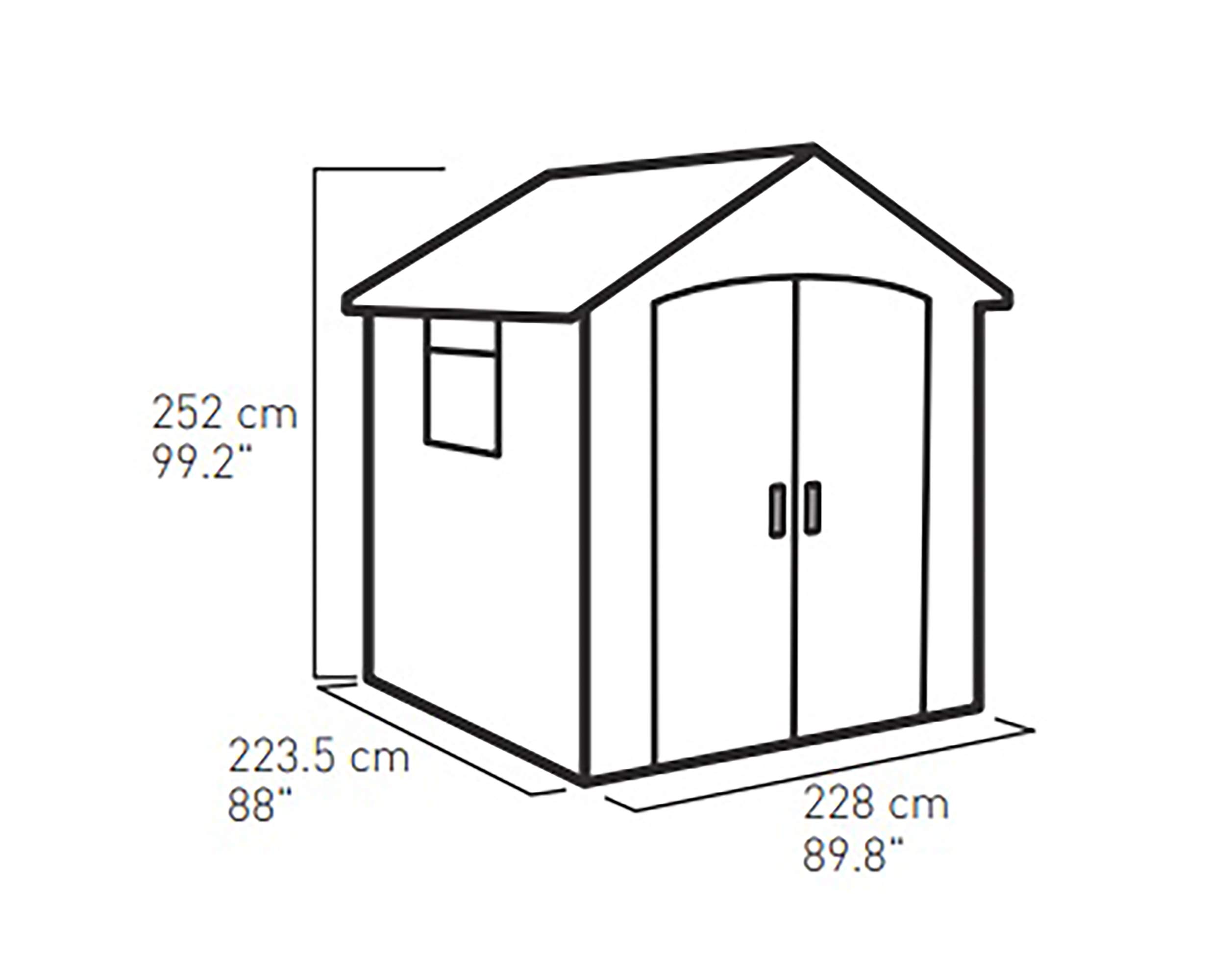 Keter Premier 7.5 x 7ft Double Door Outdoor Apex Plastic Garden Shed