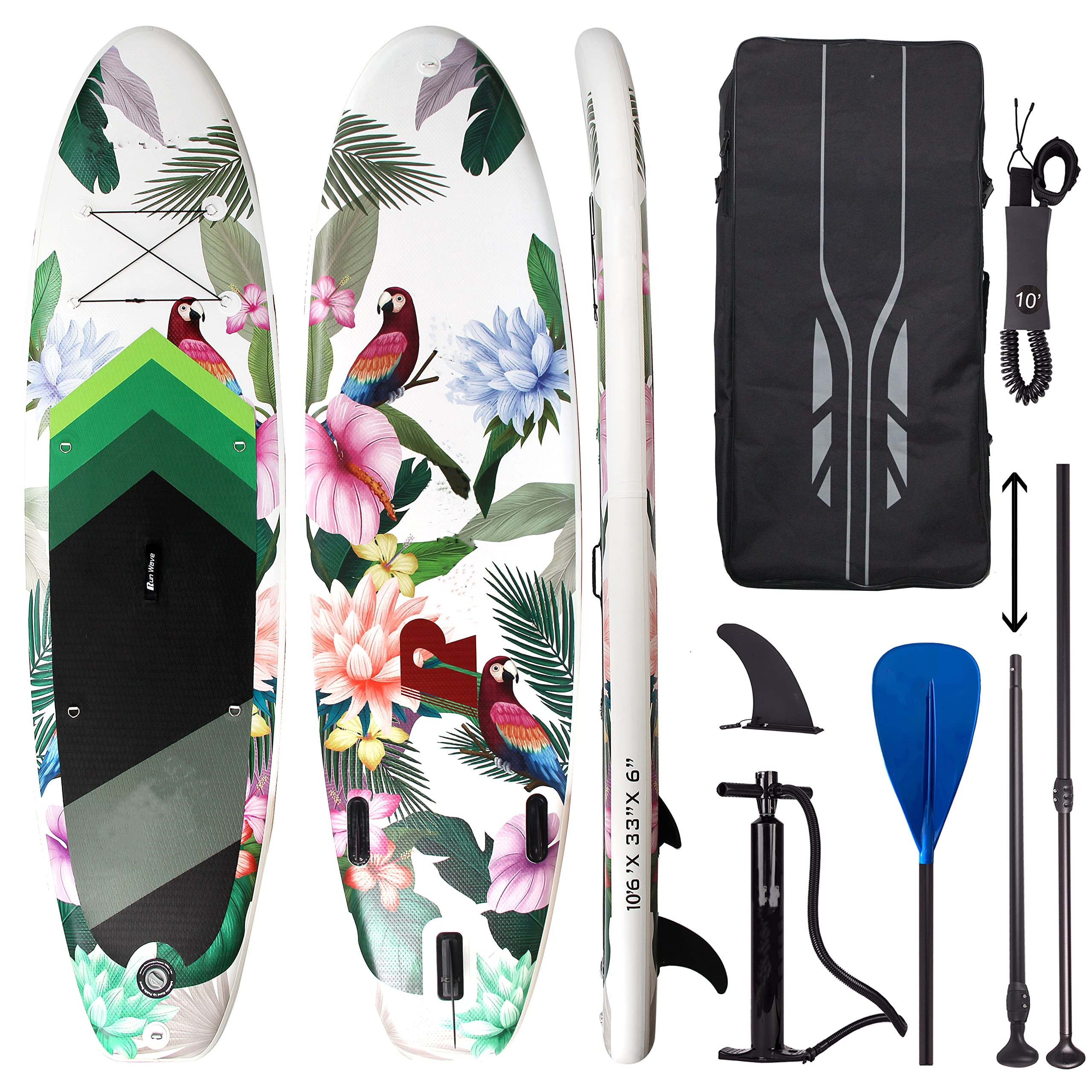 Runwave Inflatable Stand Up Paddle Board 11'×33''×6''(6'' Thick) Non-Slip Deck with Premium SUP Accessories | Wide Stance, Bottom Fins for Surfing Control | Youth Adults Beginner