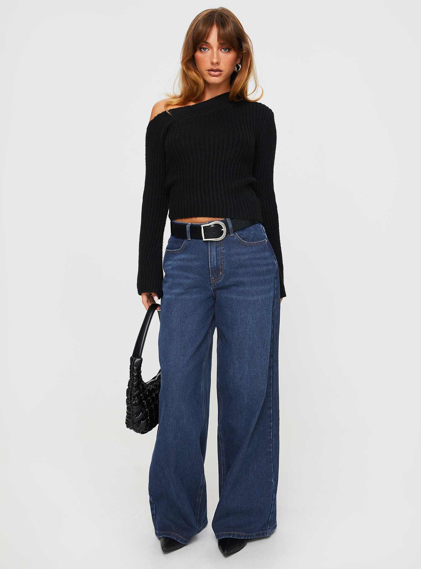 Naylor Wide Leg Jeans Mid Blue Denim