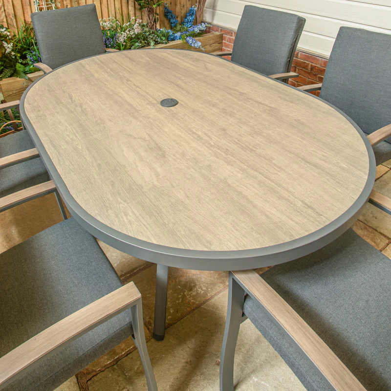 LG Outdoor Monza Aluminium 6 Seat Cushioned Armchair Garden Furniture Dining Set