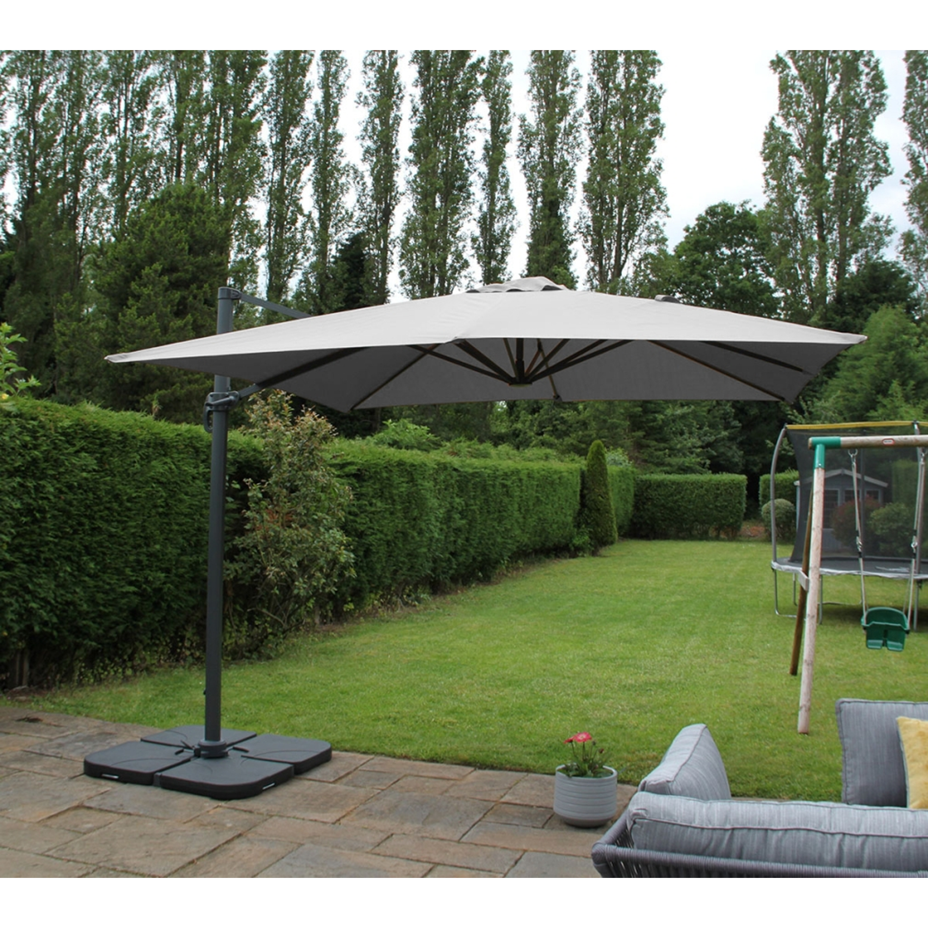 Grey 3m Square Rotating 360 Degree Cantilever Parasol