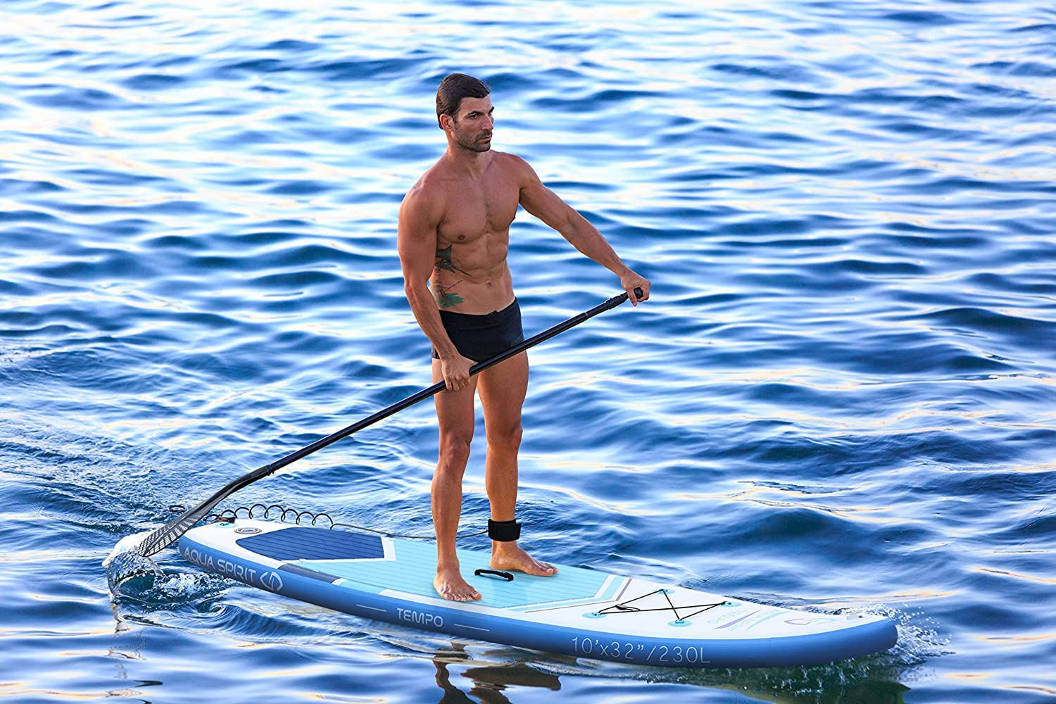 AQUA SPIRIT Inflatable Stand up Paddle Board SUP TEMPO Package | 10’6 x 32” x 6” | Adult Beginners/Experts | 120KG Limit | Paddle, Backpack, Pump, Go Pro Mount, Change Mat, Phone Case