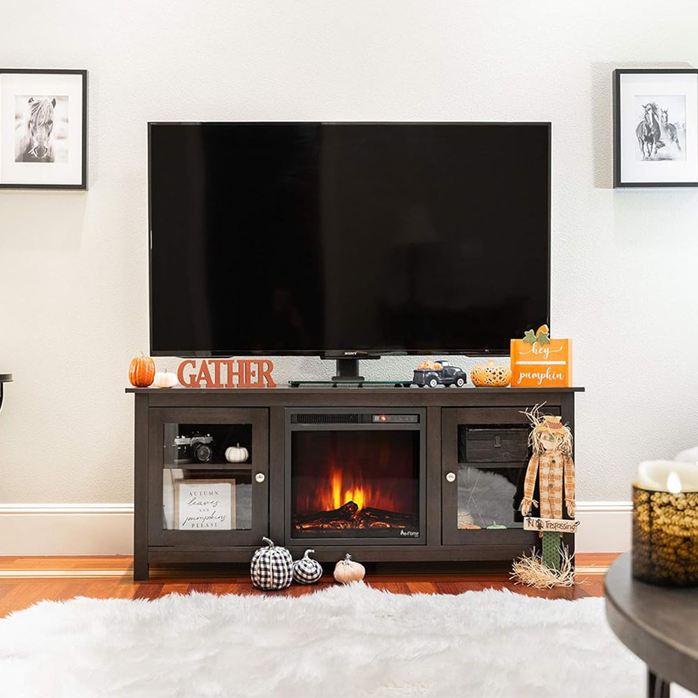 Whistler LED Recessed Electric Fireplace Stove Insert with Remote - 3D Wood Burning Flame Effect