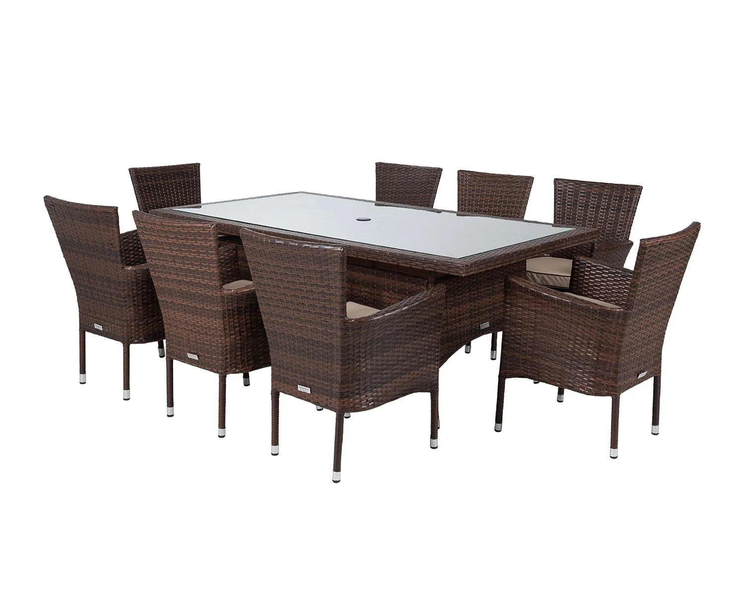 Garden Dining Table + 8 Chairs Rattan Garden Chairs and Rectangular Dining Table Set