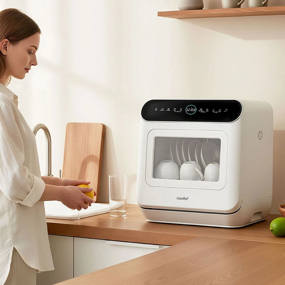 COMFEE Table Top Dishwasher Mini Tabletop Dishwasher 6L Built-in Water Tank